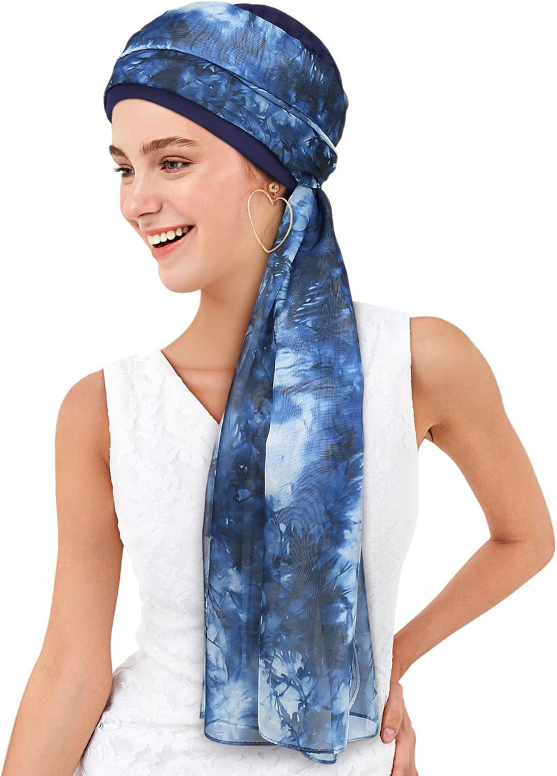 Awefeel Chemo Hats for Women – Extra Long 47" Chiffon Scarf – Soft Cancer Headwear for Hair Loss – Stylish Chemo Caps - Image 2